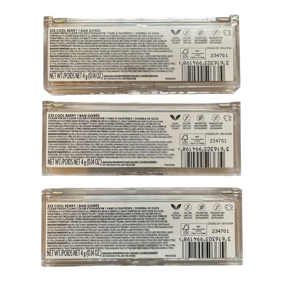 LOT Set of 3 Covergirl Clean Color Eyeshadow Palettes #232 Cool Berry NEW! - Picture 5 of 5